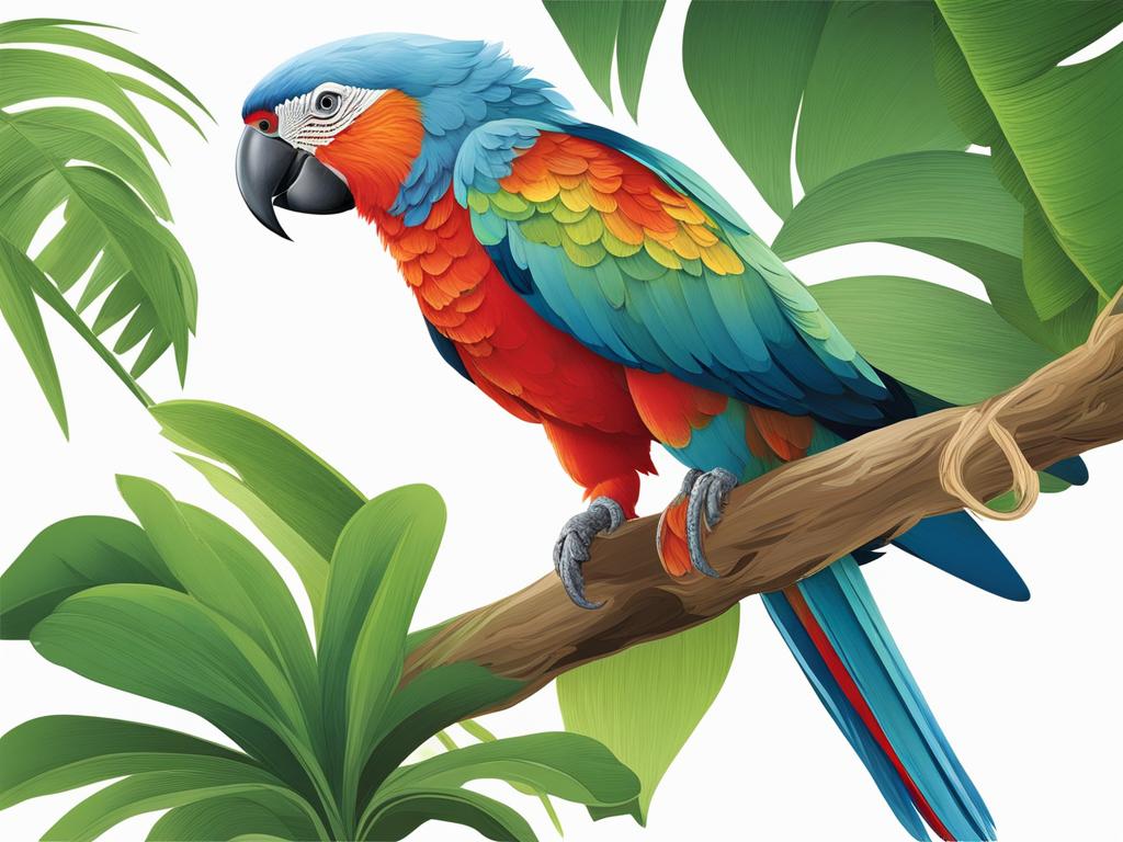 parrot clipart - a brilliantly hued parrot perched on a bough, a tropical wonder 