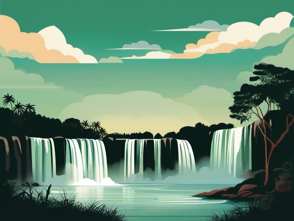 The Iguazu Falls clipart - Waterfalls on the border of Argentina and Brazil, ,color clipart vector style