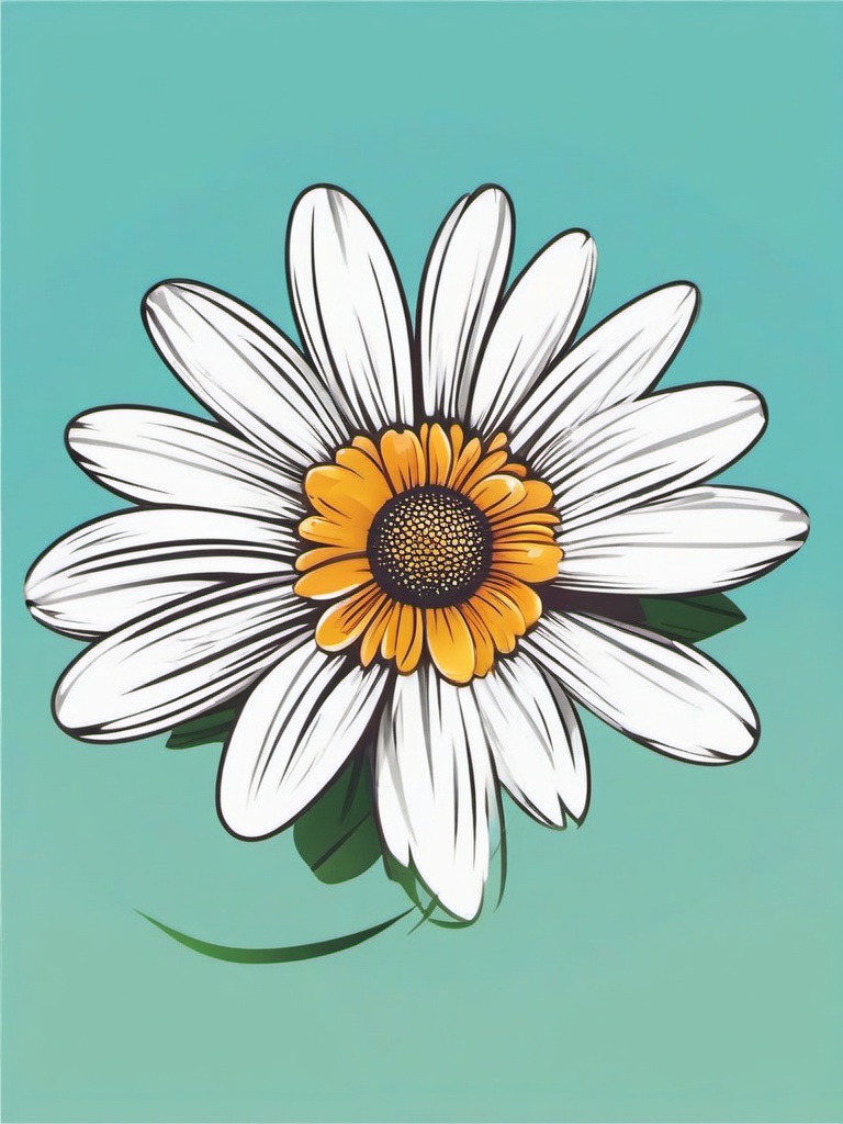 Daisy clipart - daisy with sun rays shining behind it  color,minimalist,vector clipart