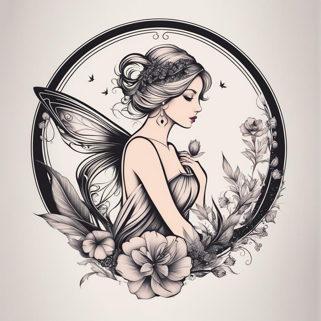 fairy tattoo minimalist color design 