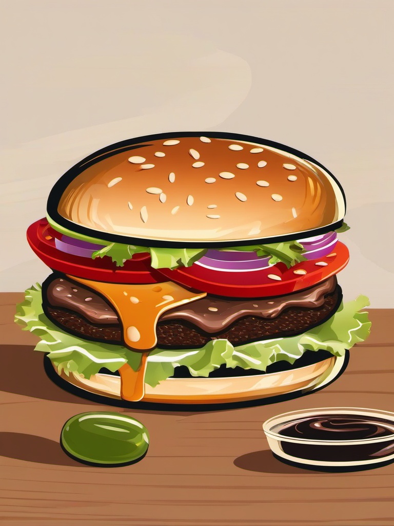 Burger clipart - burger with a variety of sauces  