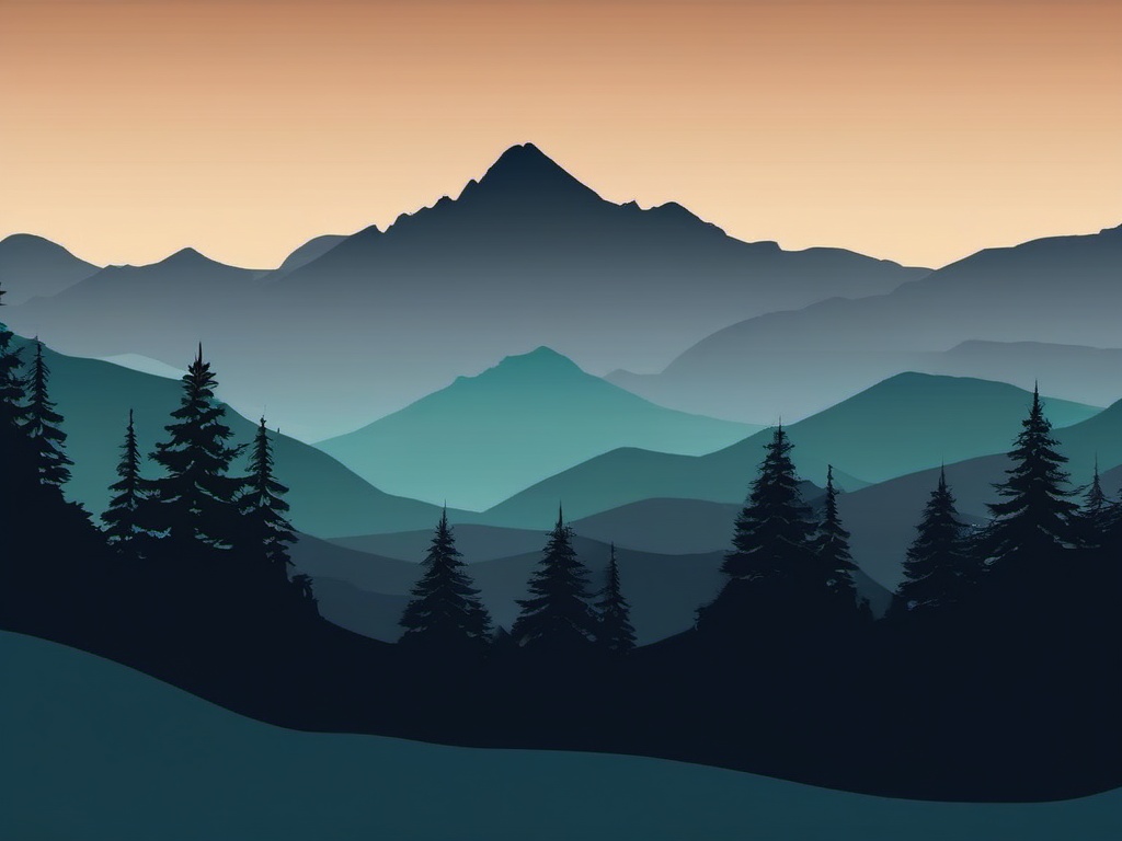 Mountain Peaks Silhouette clipart - Silhouetted mountain skyline, ,vector color clipart,minimal