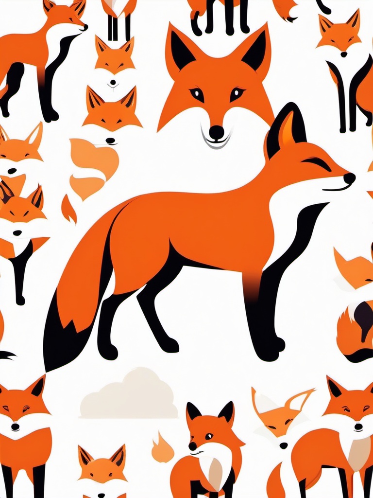 Red Fox Clip Art - A red fox with a fiery coat,  color vector clipart, minimal style