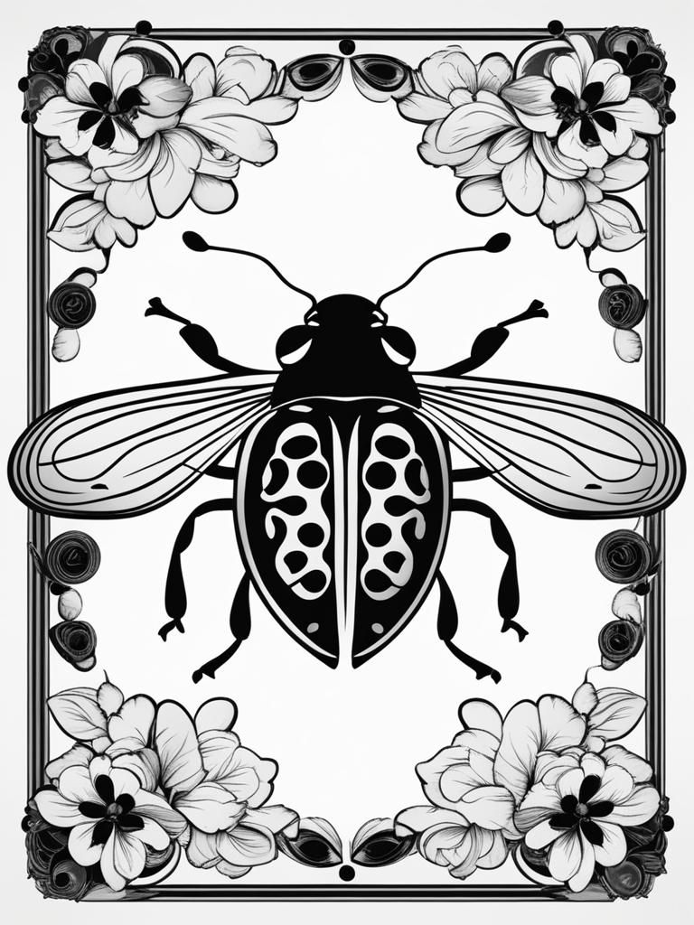 ladybug clipart black and white 