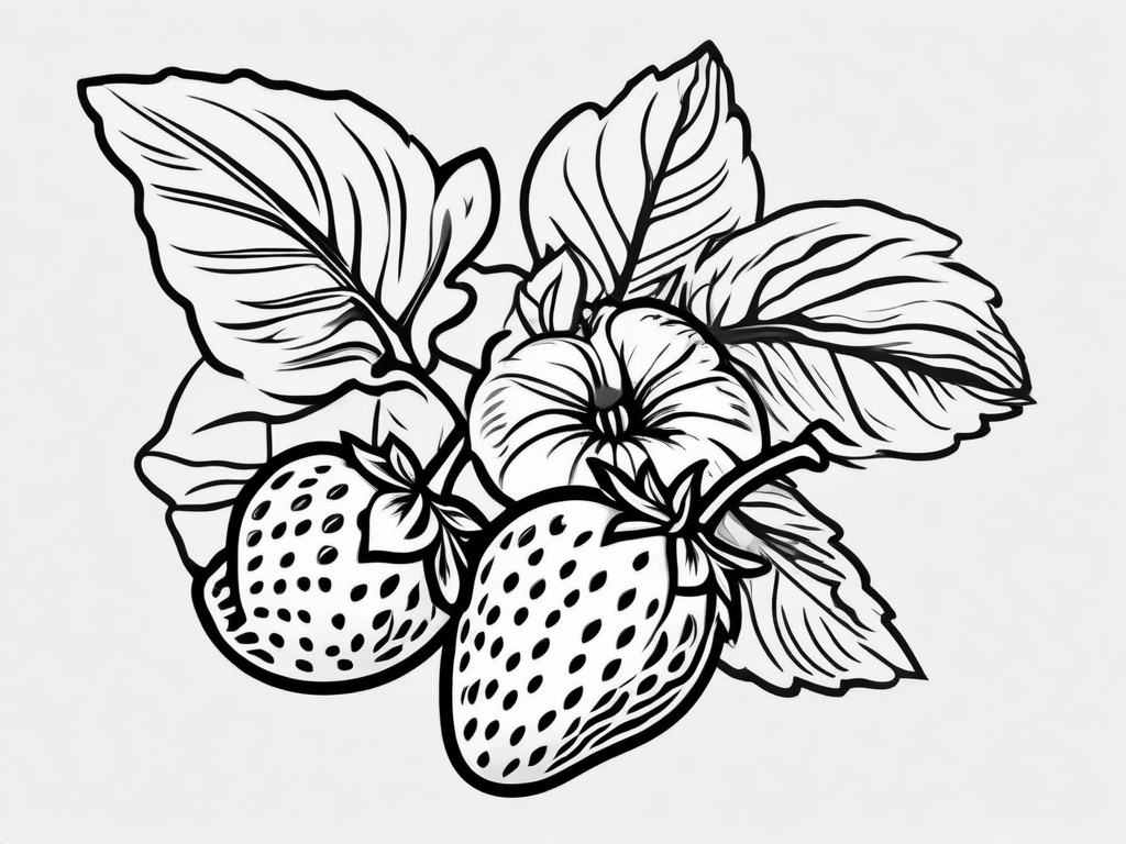 strawberry vine tattoo black and white  simple vector color tattoo