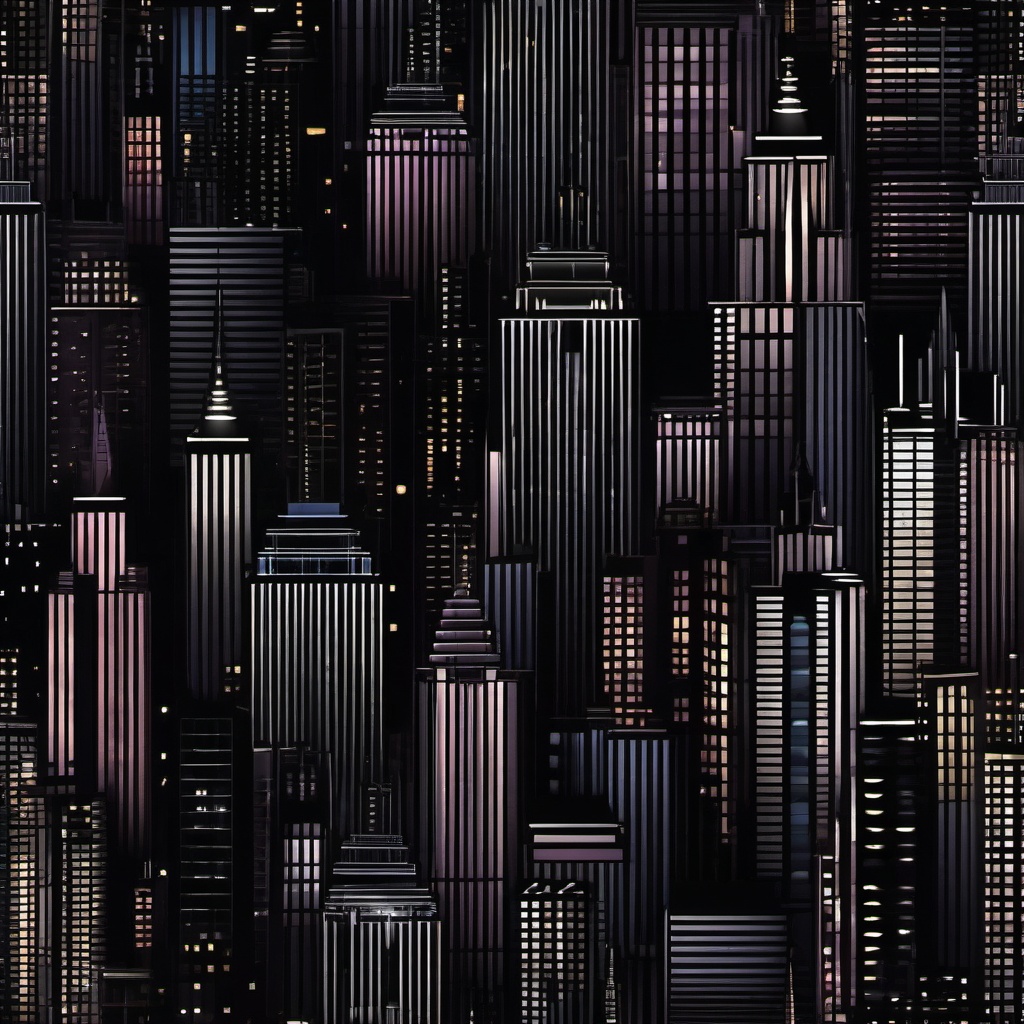 Black Aesthetic Wallpaper - Midnight Cityscape Illumination with Skyscrapers wallpaper, abstract art style, patterns, intricate