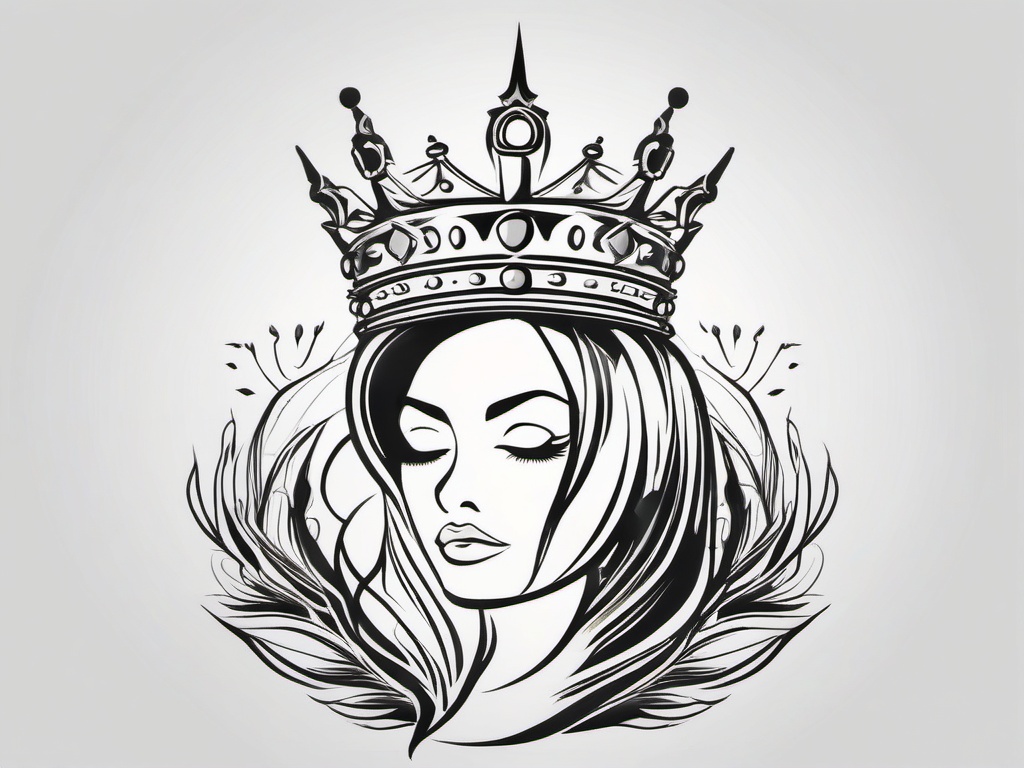 Crown Tattoo - A majestic crown tattoo on royalty  few color tattoo design, simple line art, design clean white background