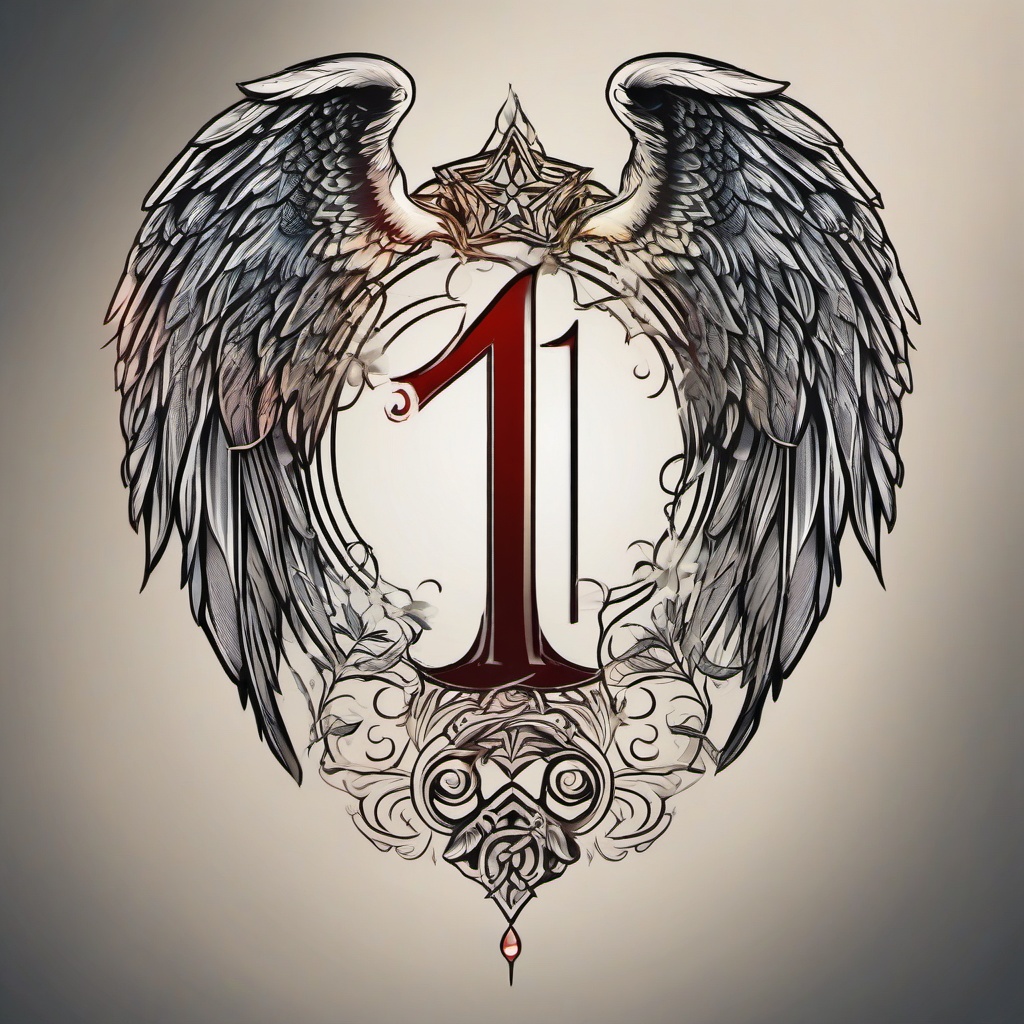 111 Angel Number Tattoo-Celebrating the mystical with a tattoo featuring the 111 angel number, symbolizing divine alignment, new beginnings, and spiritual guidance.  simple vector color tattoo