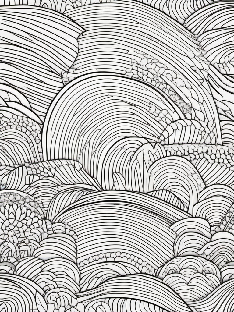 Rainbow Coloring Page - Large rainbow with intricate patterns.  easy,simple,minimal,coloring pages,black and white outline