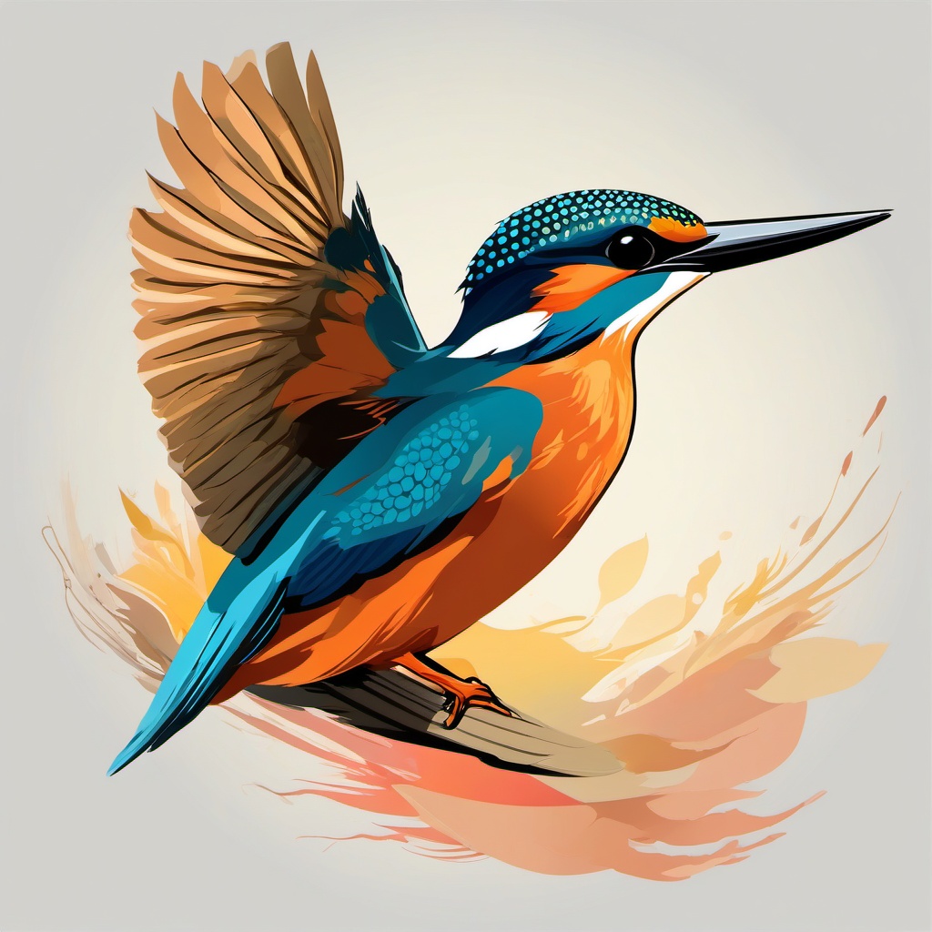 Kingfisher clipart - Colorful bird known for rapid dives while flying, ,color clipart vector style