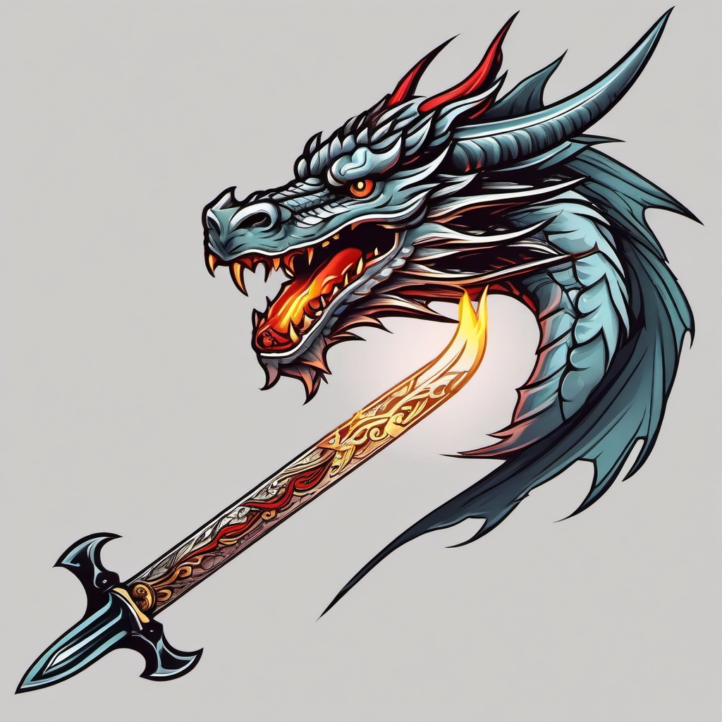 tattoo dragon sword  simple vector color tattoo