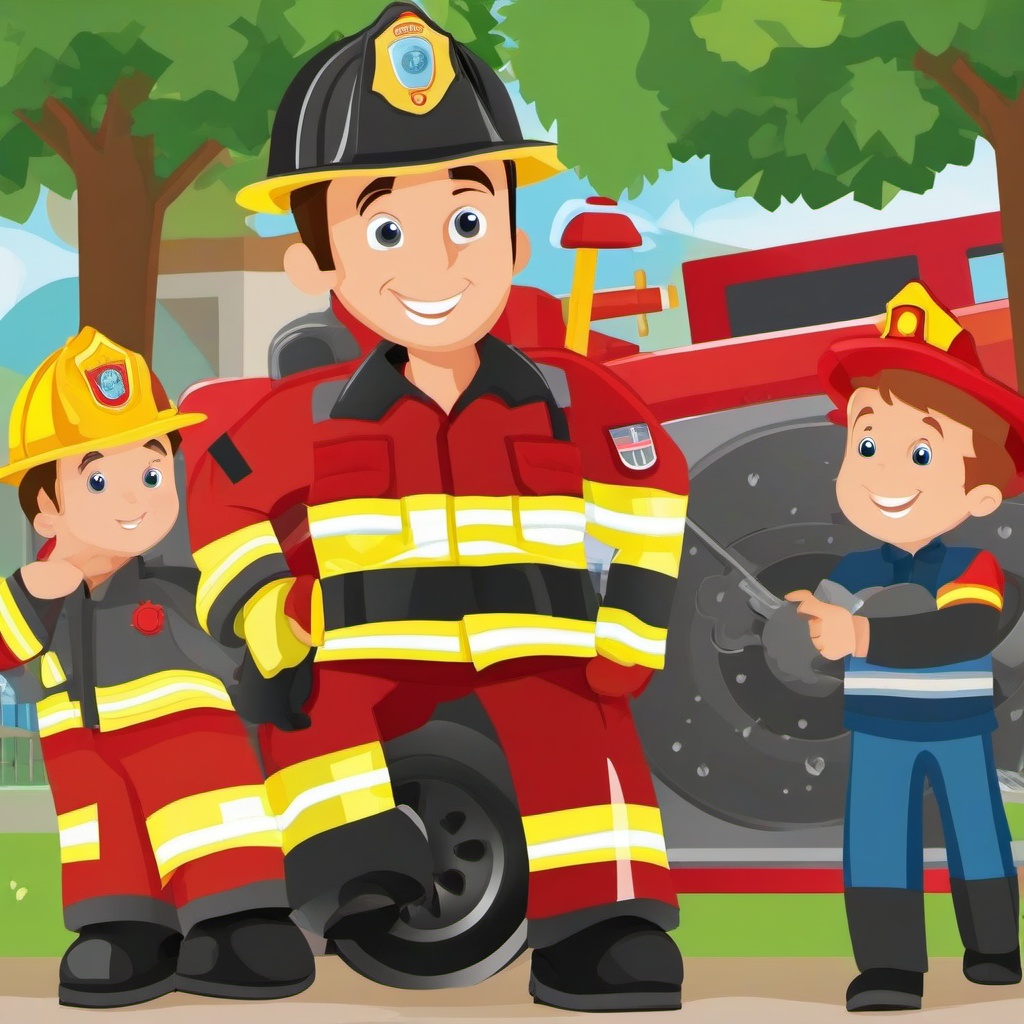 Fireman clipart - fireman at a community event  vector clipart