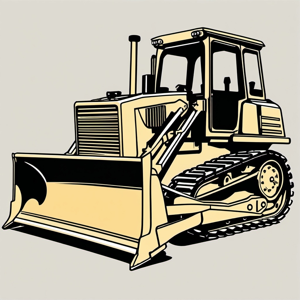 Bulldozer clipart - A powerful machine for clearing and leveling land., ,vector color clipart,minimal