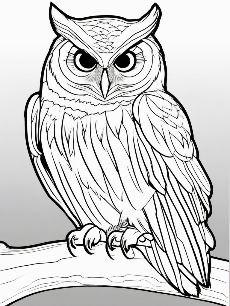 Owl Coloring Pages - Owl with talons  simple coloring pages