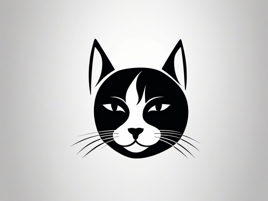 Black White Cat Tattoo - Tattoo featuring a cat with black and white color elements.  minimal color tattoo, white background