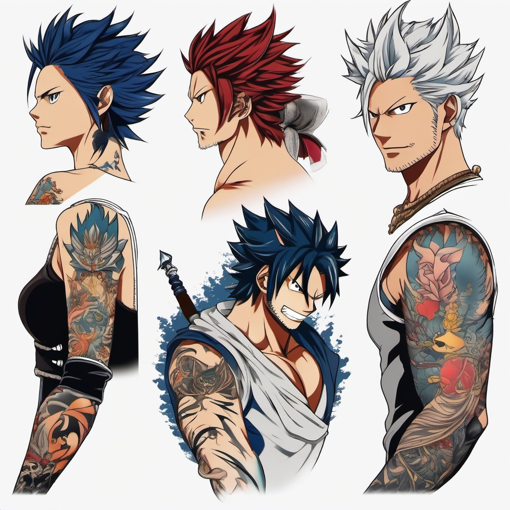 fairy tail arm tattoo  simple color tattoo style,white background