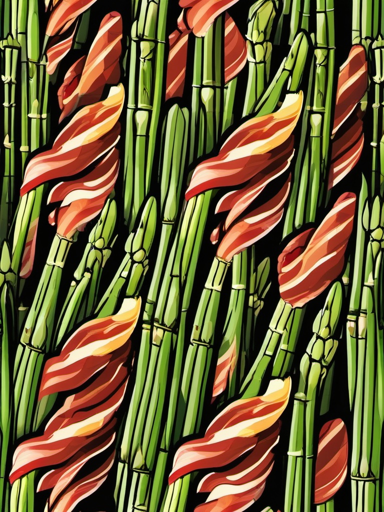 Bacon-wrapped Asparagus Sticker - Savor the delightful combination of smoky bacon and crisp asparagus, , sticker vector art, minimalist design