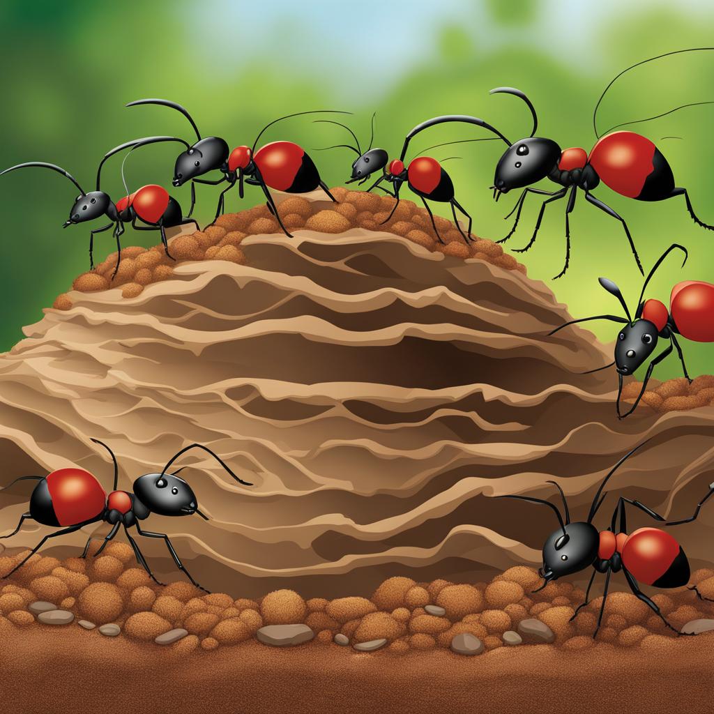 ant clipart: busy ants building their intricate anthill. 