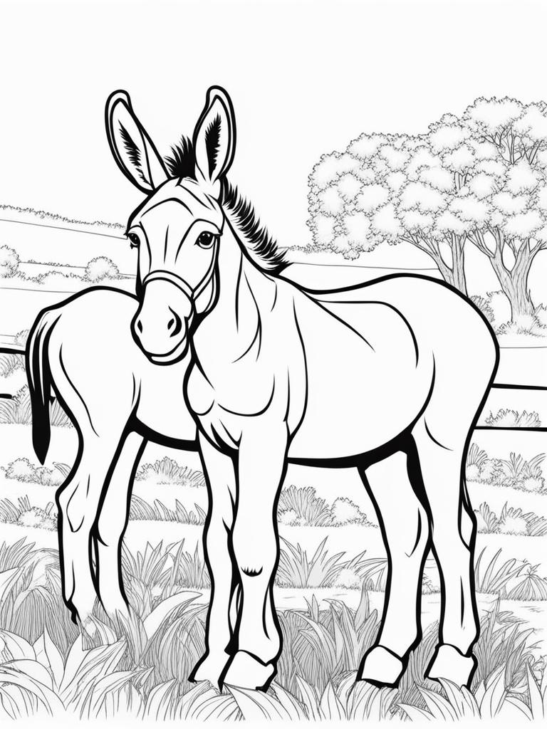 donkey foals cute animals coloring page 