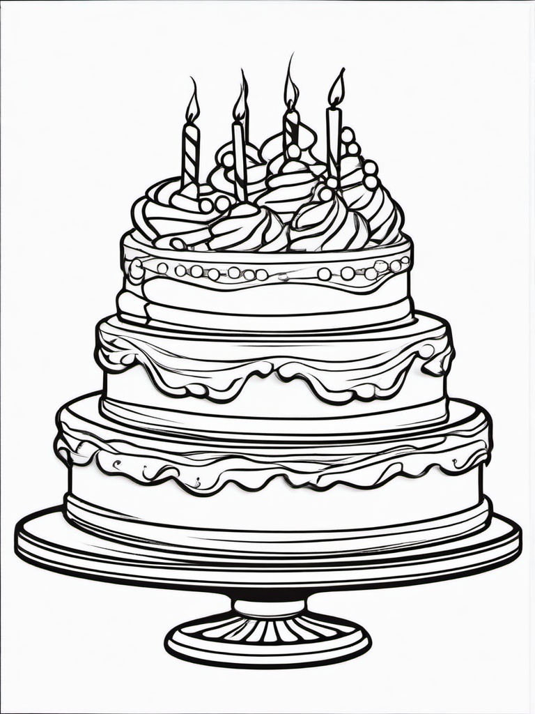 Cake Coloring Pages - Gingerbread cake with festive icing  simple coloring pages