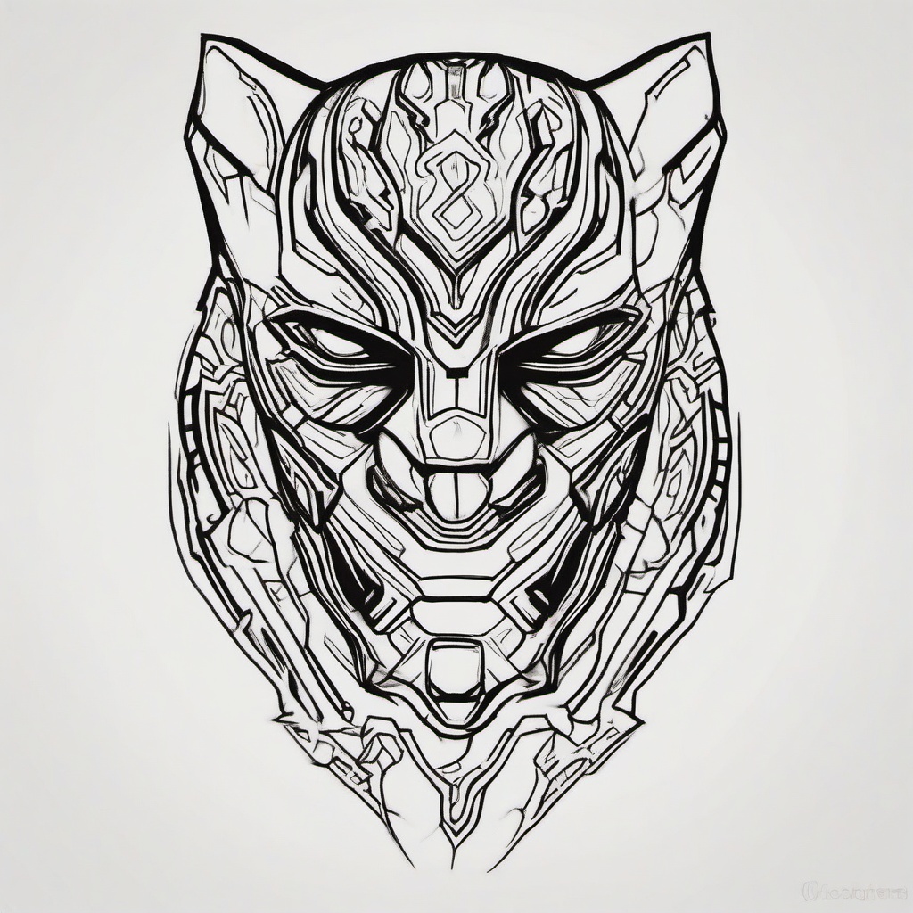 Black Panther Tattoo Design-Capturing the essence of the black panther in a unique and artistic design.  simple color tattoo,white background