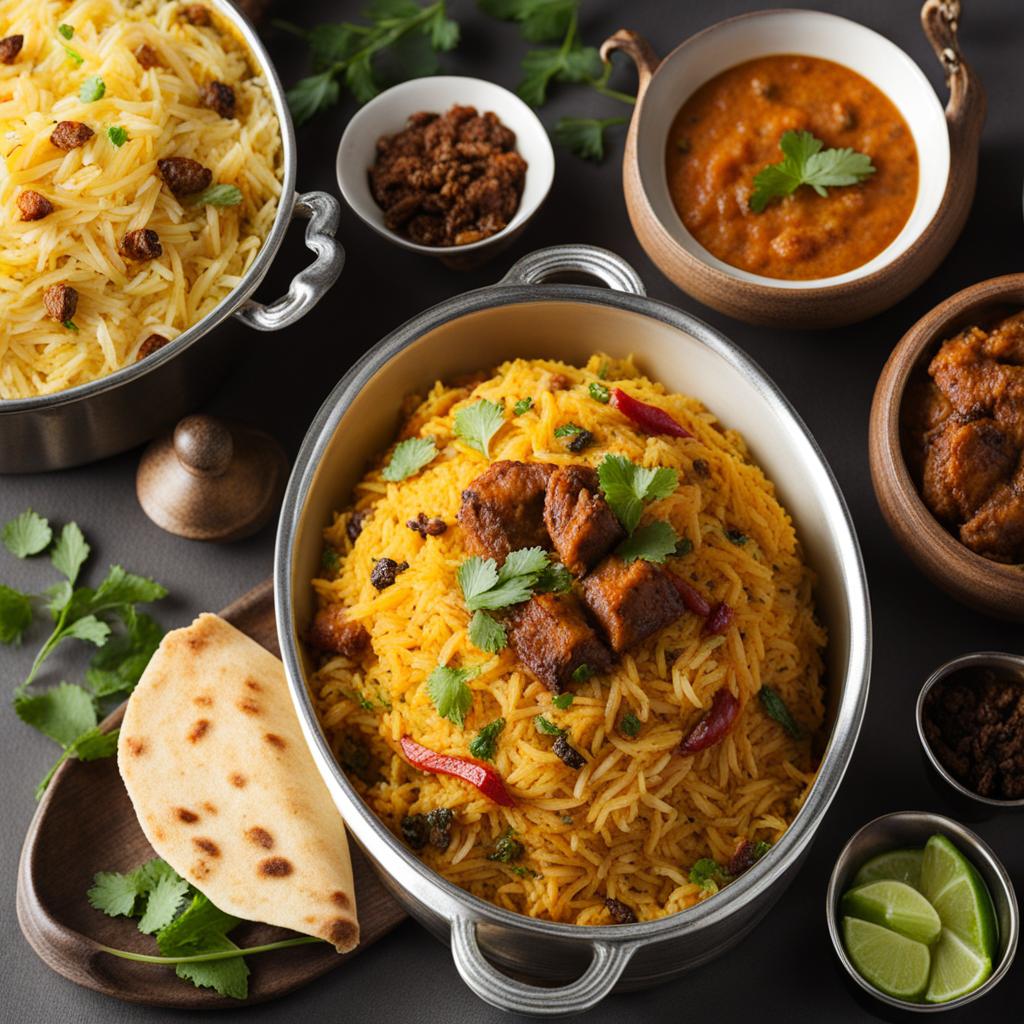 indian biryani bonanza - fragrant and flavorful rice dishes with spices and marinated meats. 