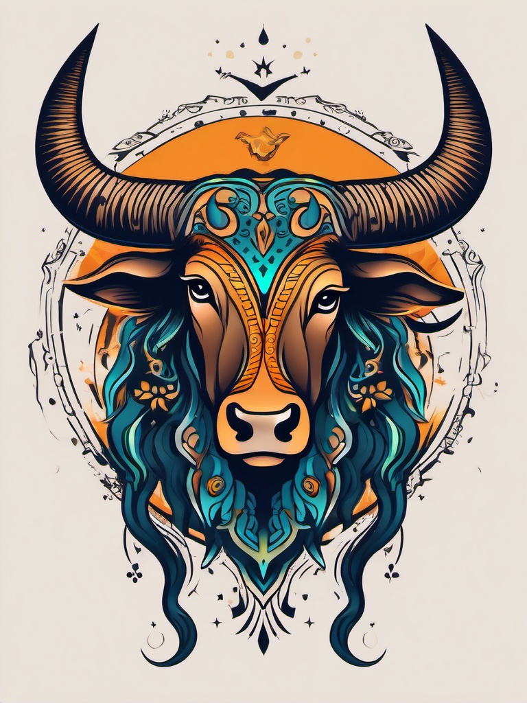 tattoo design taurus zodiac  simple vector color tattoo