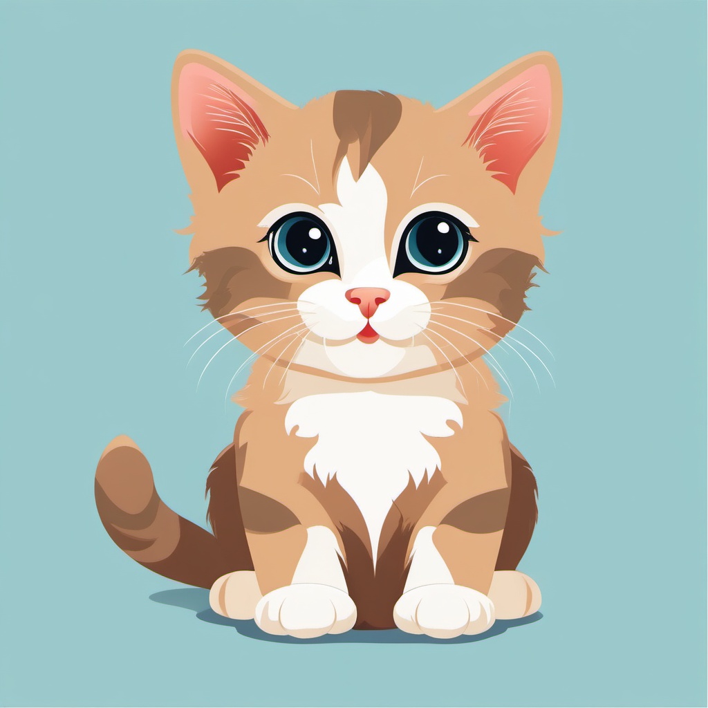 Kitten clipart - Barn kitten with bright eyes, ,vector color clipart,minimal