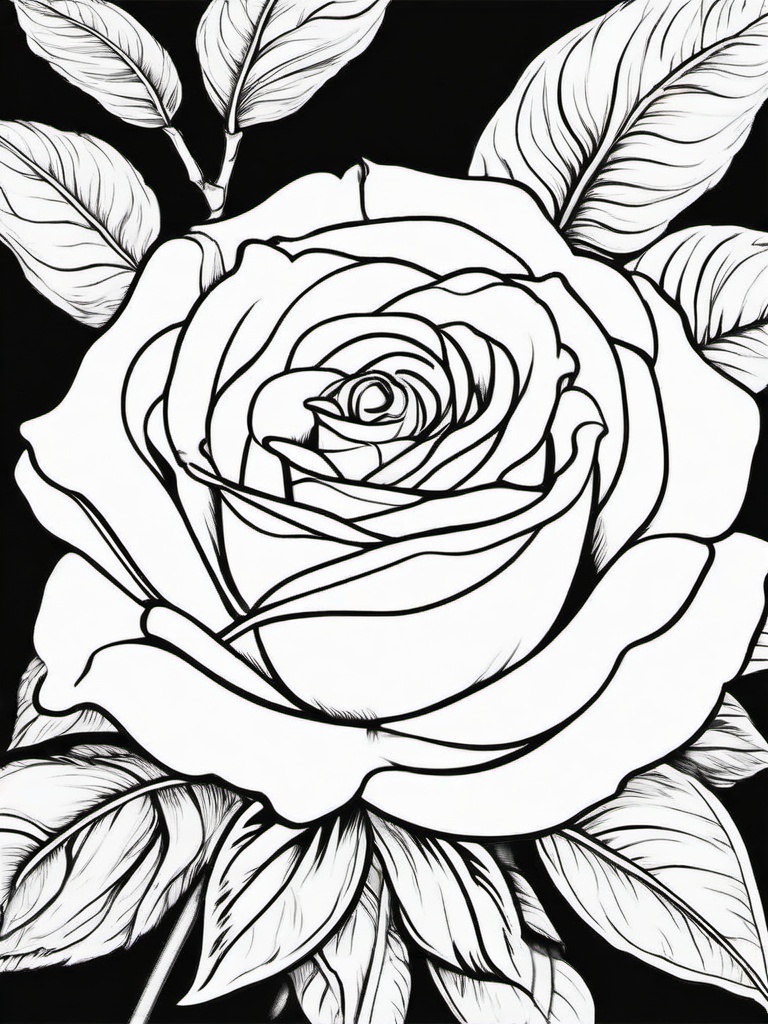 Rose Coloring Pages - Rose with a worm  simple coloring pages