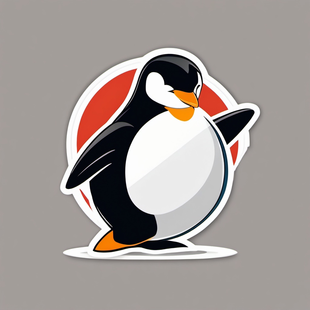 Penguin Bowling Strike Sticker - A triumphant penguin celebrating a bowling strike. ,vector color sticker art,minimal