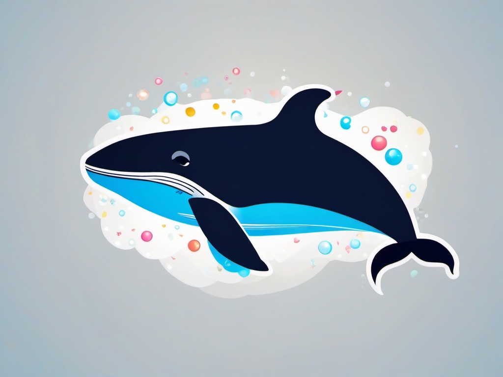 Whale clipart - cute whale with bubbles floating around  color,minimalist,vector clipart