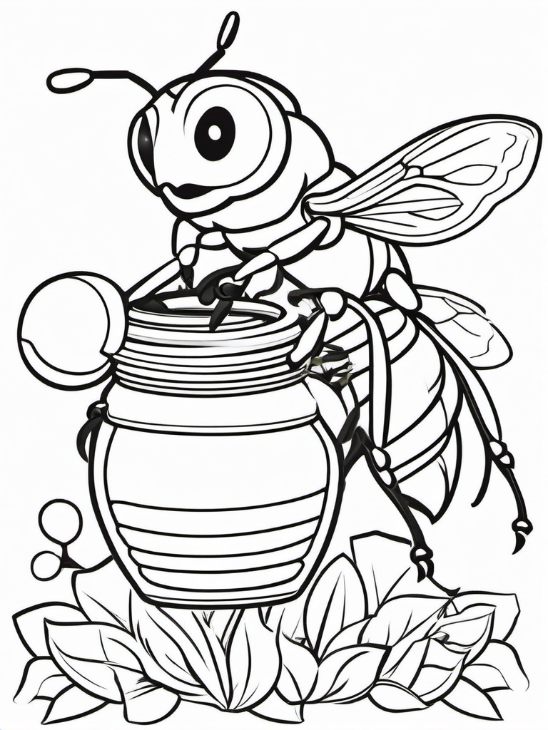 Bumblebee Coloring Pages - Bee carrying a tiny honey pot  simple coloring pages