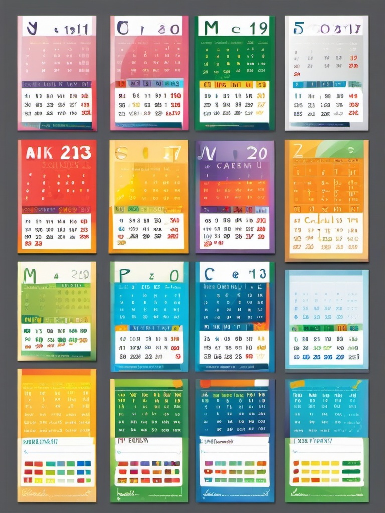 Calendar clipart - colorful monthly calendar for kids  color,minimalist,vector clipart