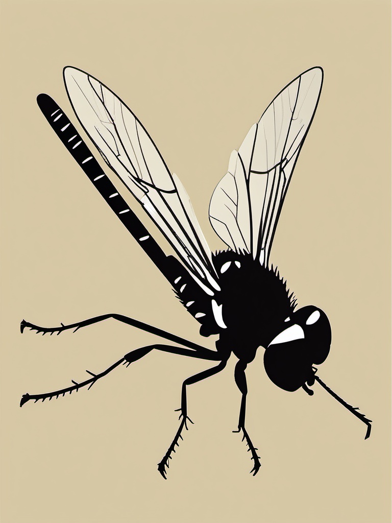 Robber Fly Clip Art - A robber fly with predatory behavior,  color vector clipart, minimal style