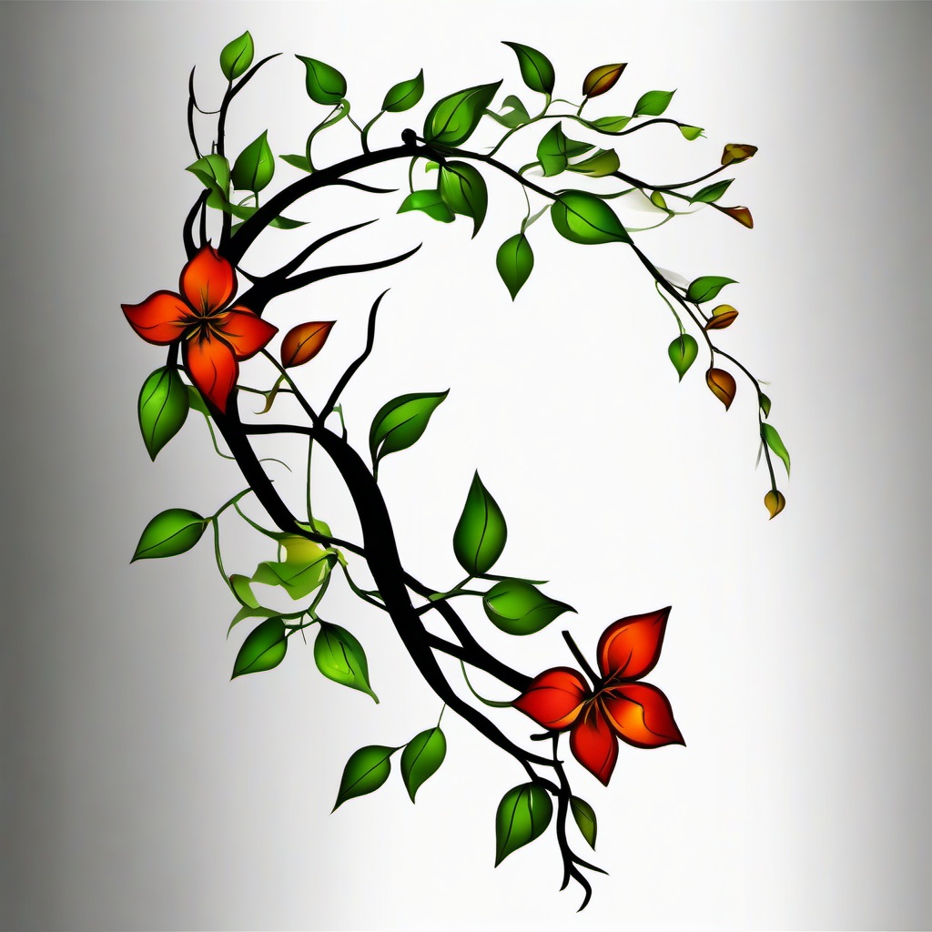 vine branch tattoo  simple vector color tattoo