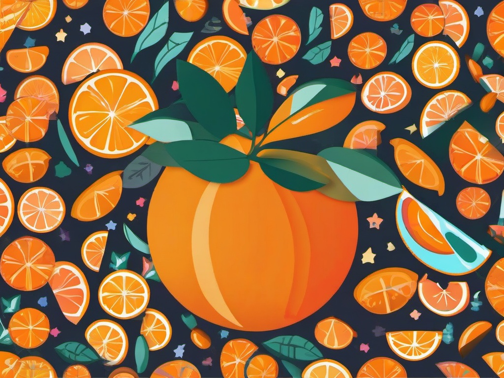 Orange clipart - orange in a colorful pattern  clipart