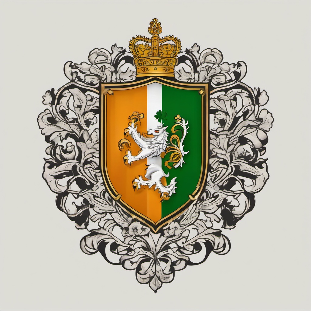 irish coat of arms tattoo  simple color tattoo,minimal,white background