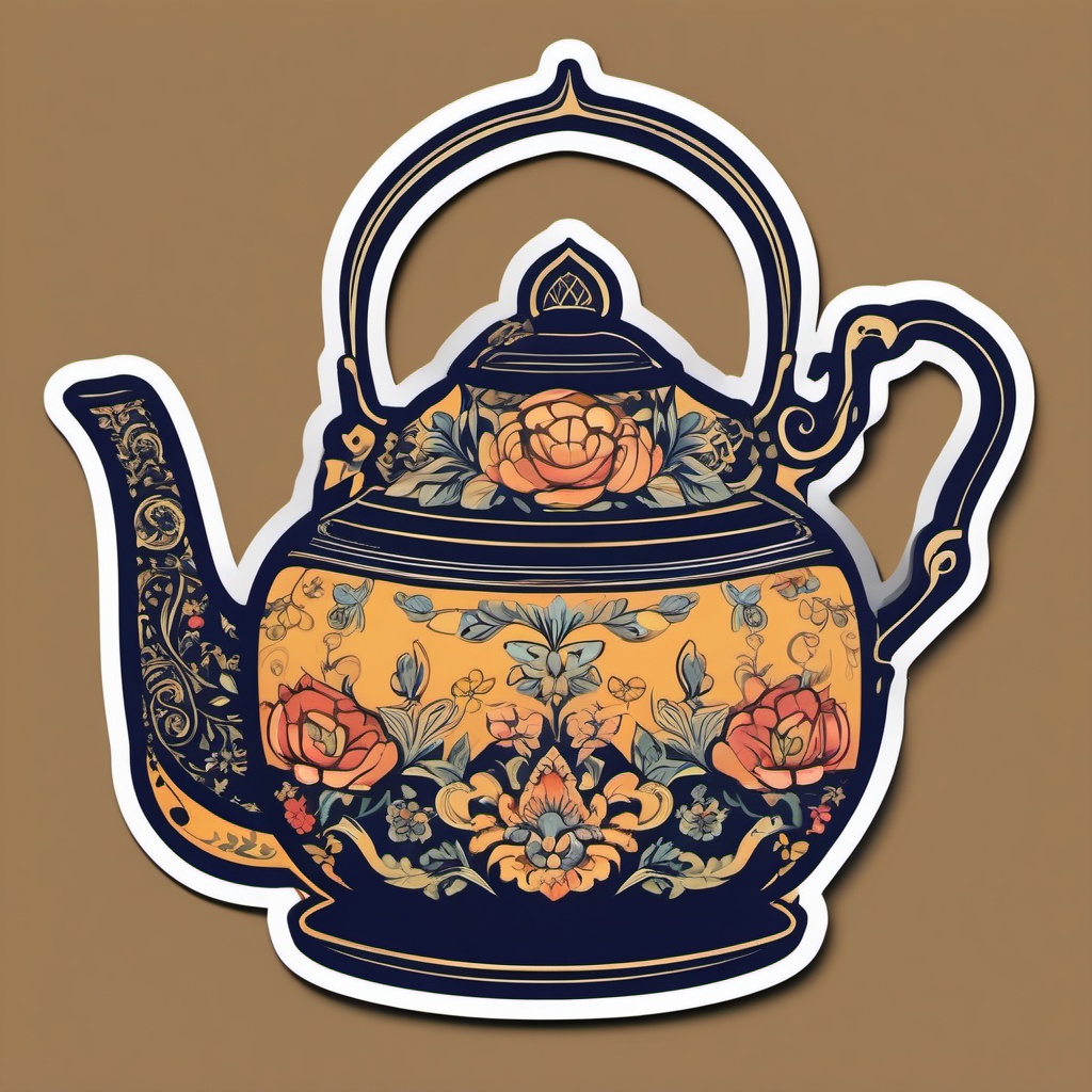 Teapot Sticker - Elegant teapot design, ,vector color sticker art,minimal