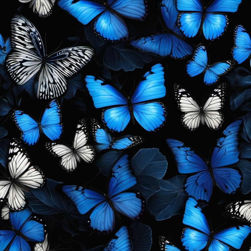 Butterfly Background Wallpaper - blue butterflies black background  