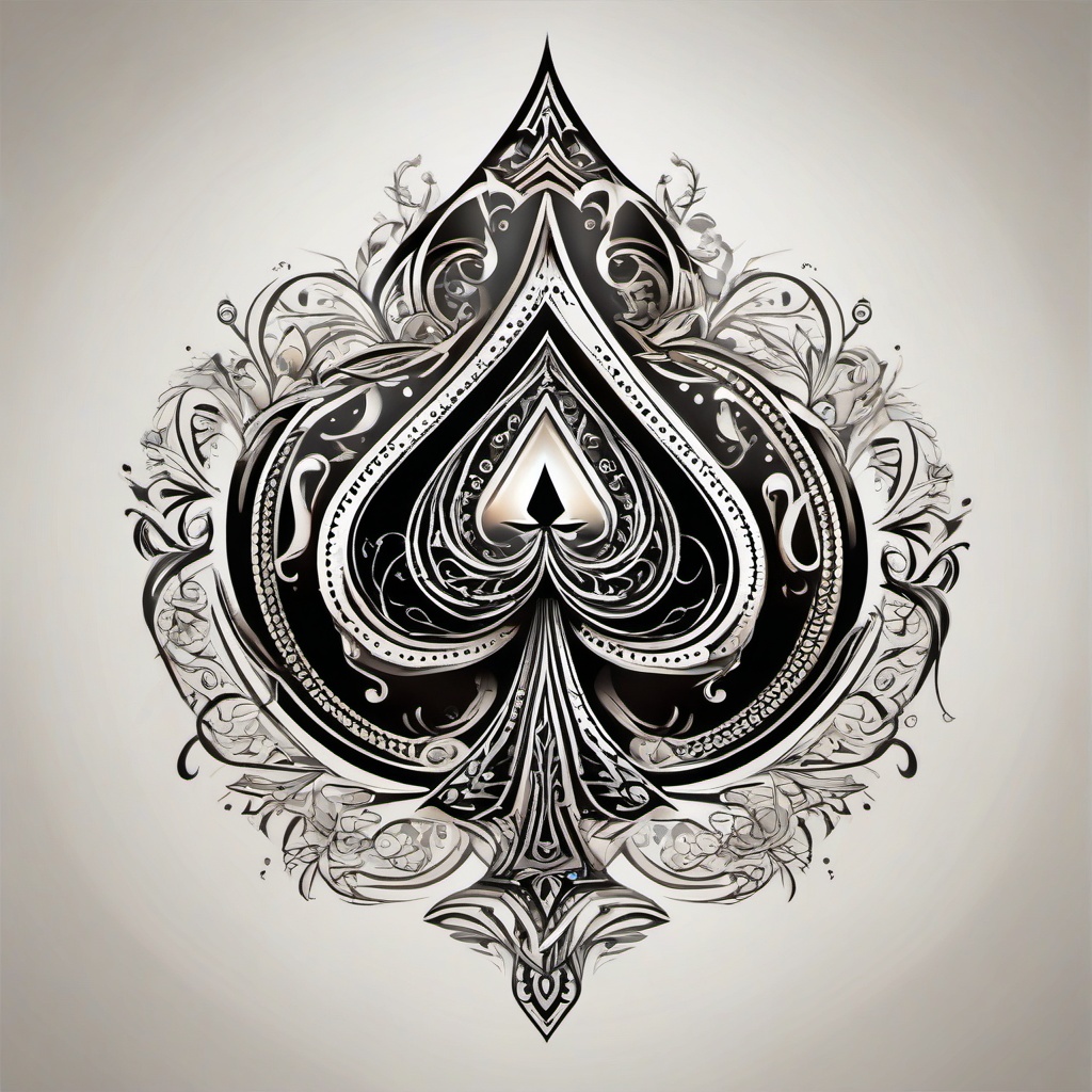 Ace of Spades Tattoo-Creative and stylish tattoo featuring the ace of spades, showcasing artistic design and symbolism.  simple color tattoo,white background