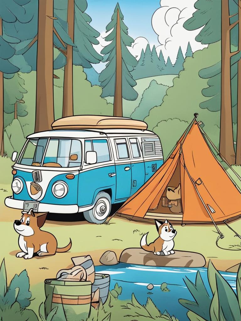 bluey coloring pages - bluey and bingo go on a camping adventure in the wilderness. 