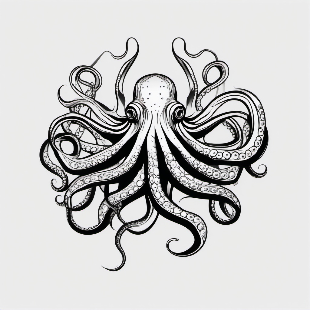 Traditional Octopus Tattoo - Embrace classic tattoo aesthetics with a traditional design featuring the iconic octopus.  simple vector color tattoo,minimal,white background