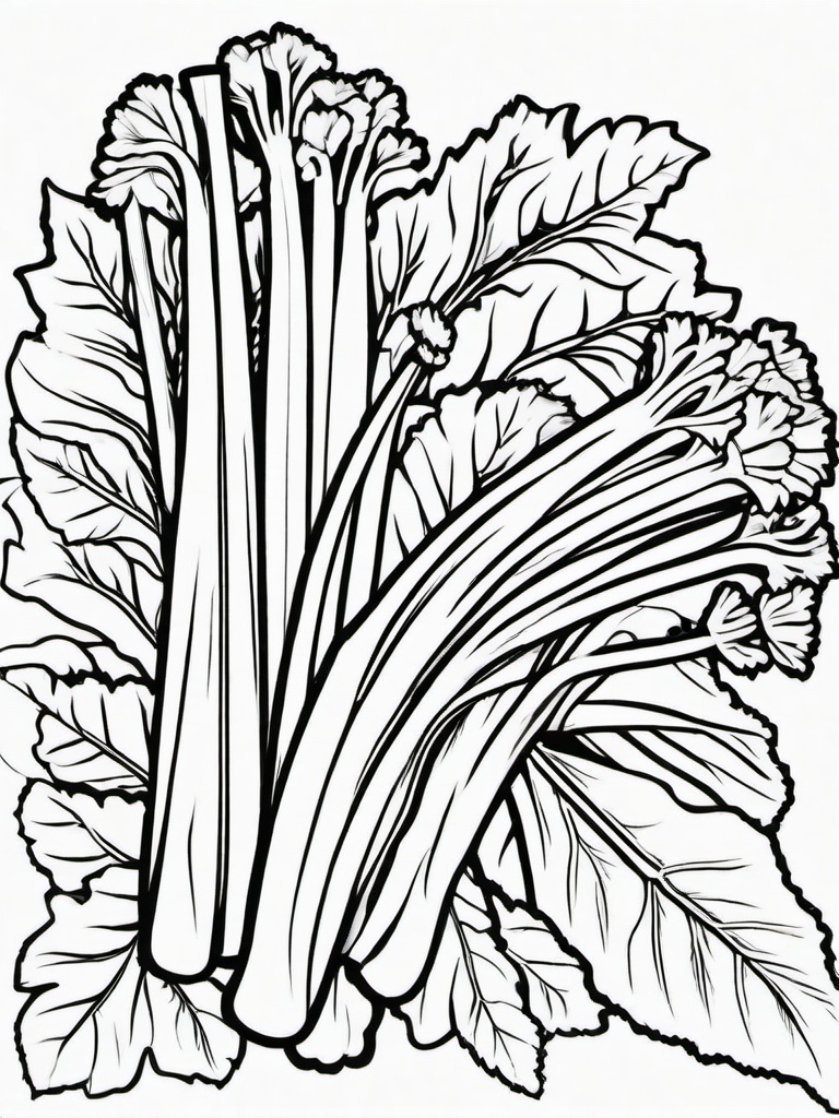 Vegetable Coloring Pages - Celery sticks with leaves  simple coloring pages