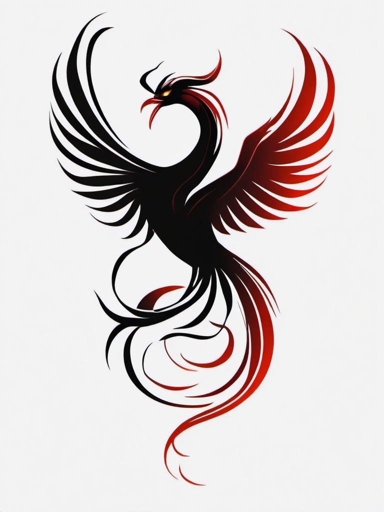 Phoenix Scorpio Tattoo - Symbolize rebirth and transformation with a tattoo featuring a phoenix and Scorpio symbolism.  simple vector color tattoo,minimal,white background