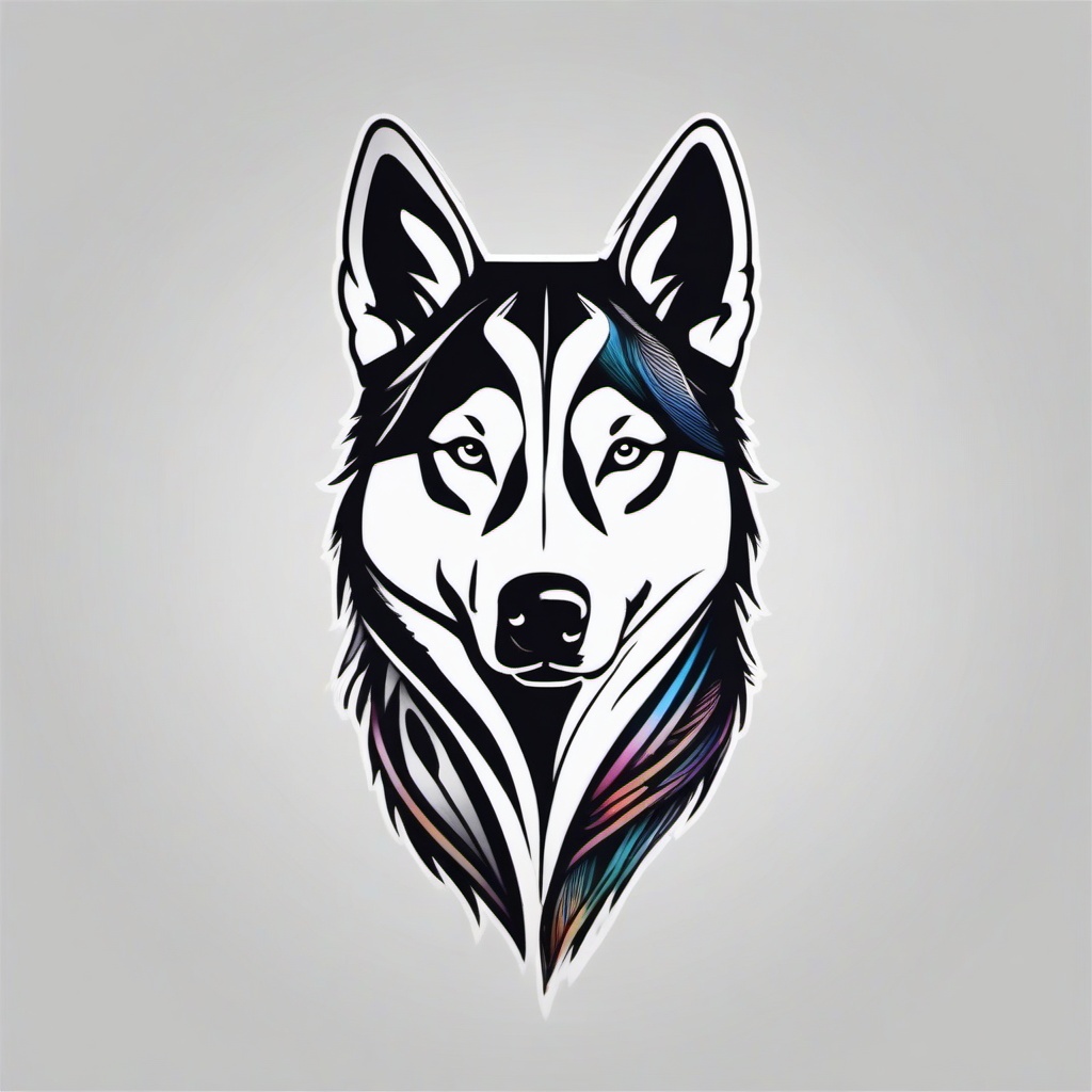 husky portrait tattoo  simple color tattoo,minimal,white background