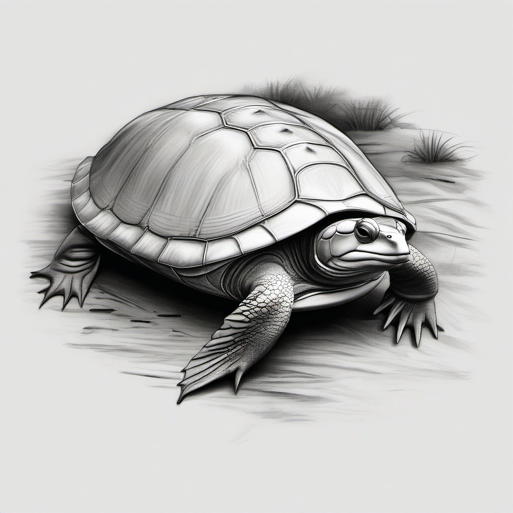 drawing of a Chinese softshell turtle  minimal rough sketch scribbles,doodles,black and white