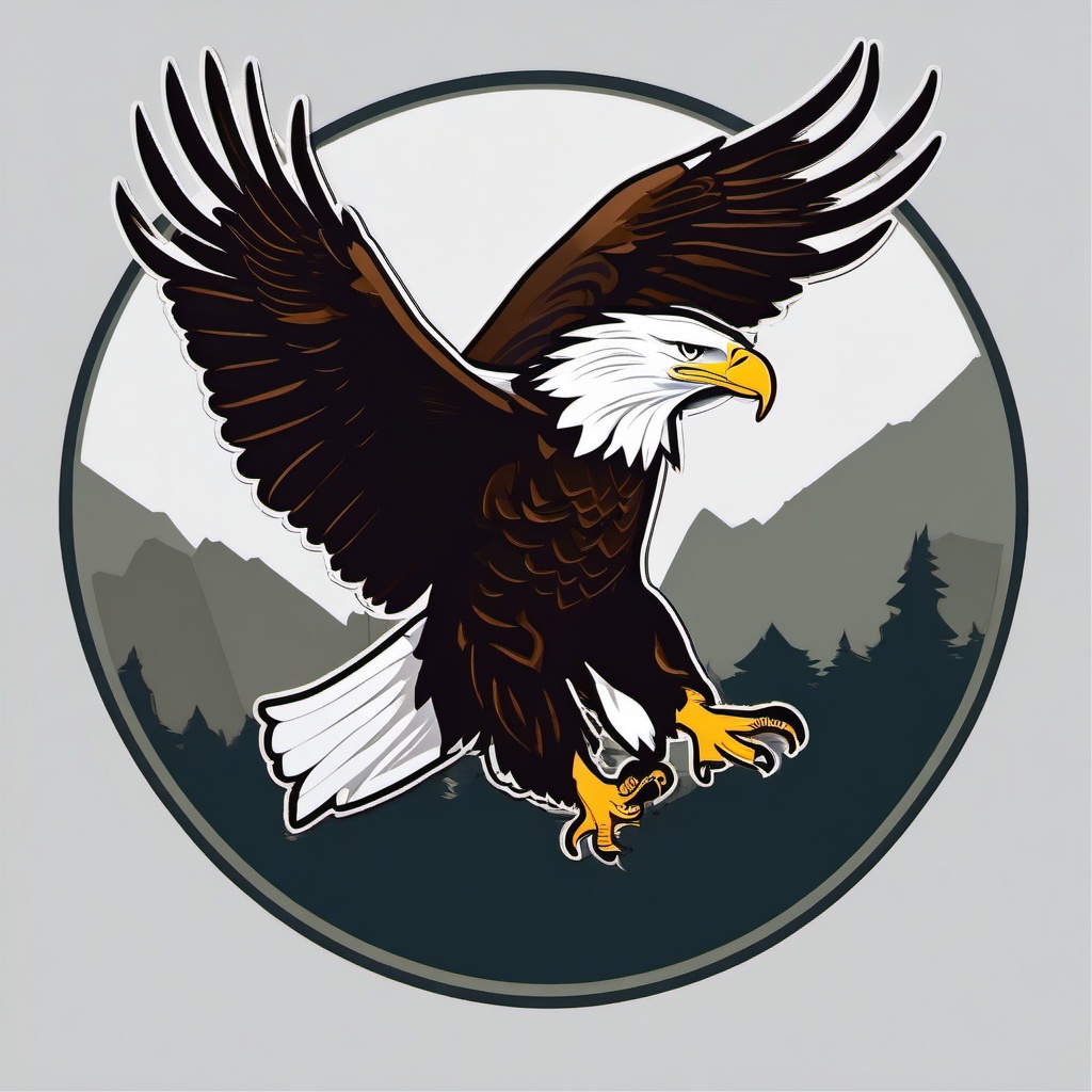 Bald Eagle Sticker - A majestic bald eagle with outspread wings. ,vector color sticker art,minimal