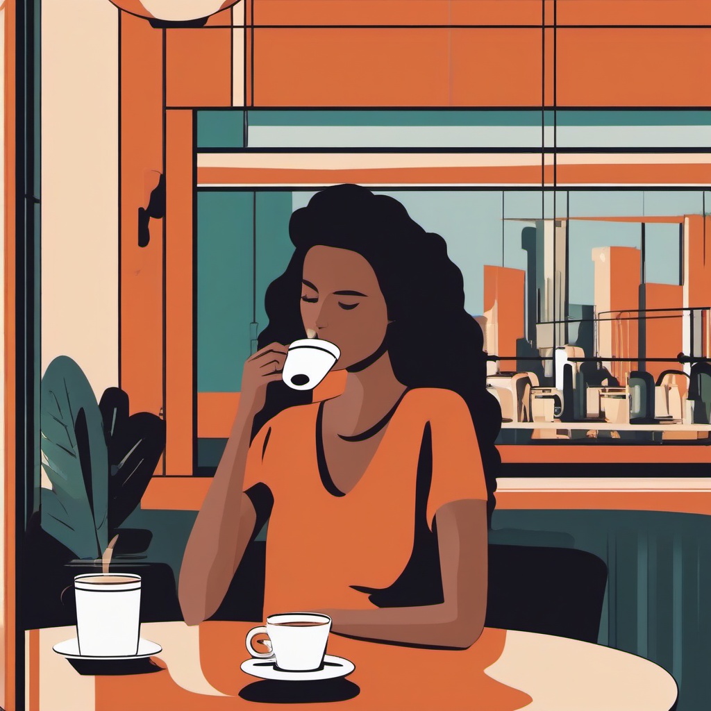 Person clipart - person drinking coffee at a café  color,minimalist,vector clipart