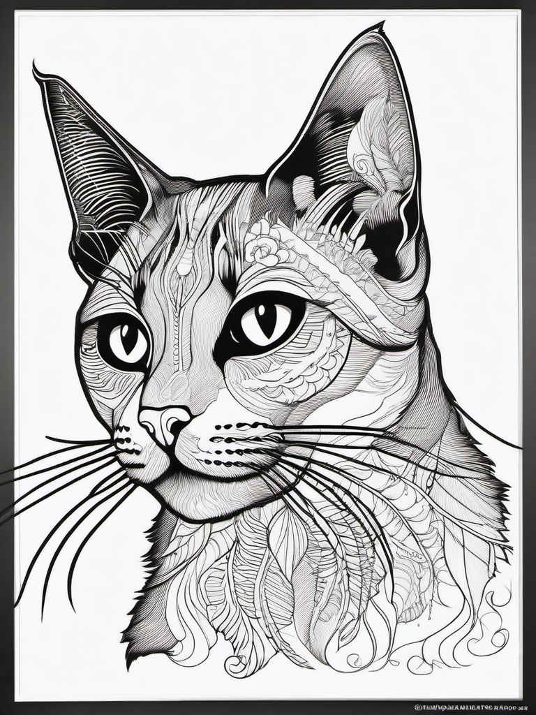 Black Cat Coloring Pages - Mysterious Feline with Superstitions  minimal black outline printable sheet, coloring page