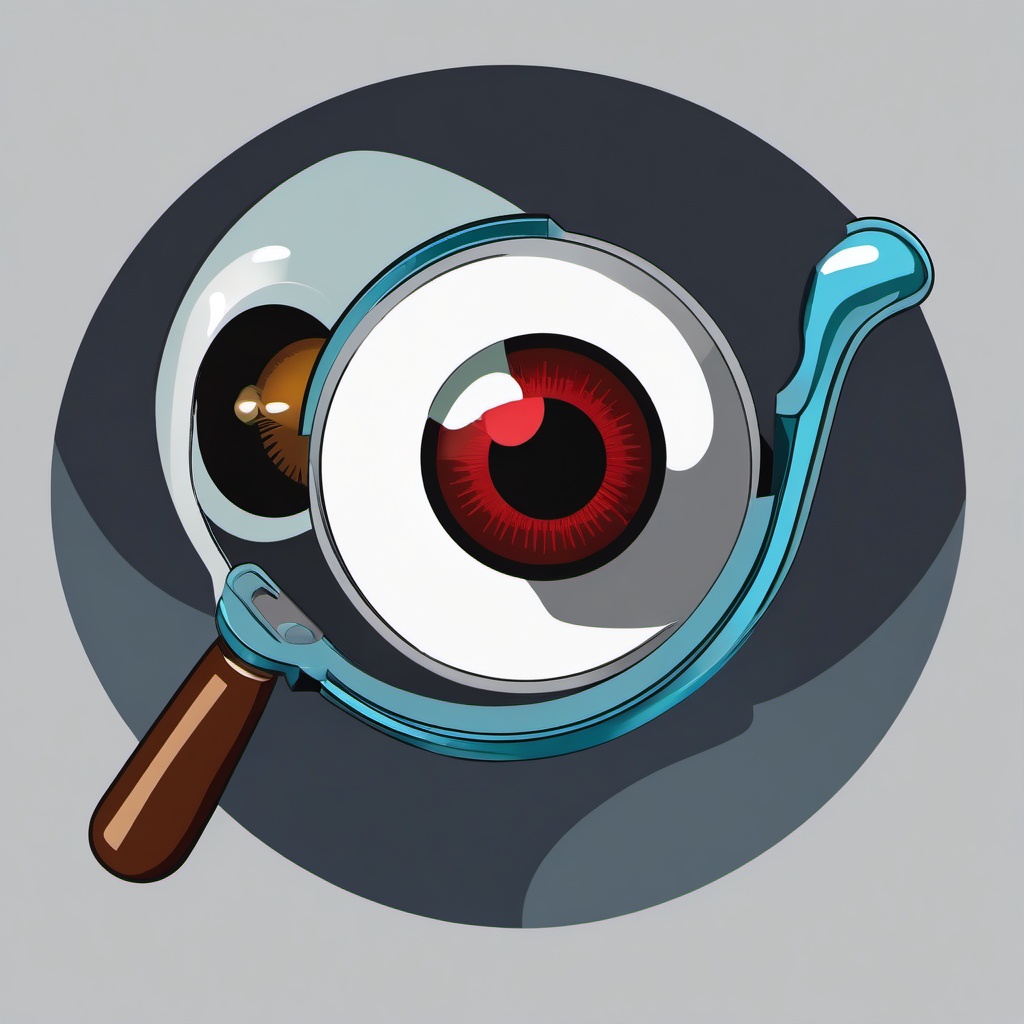 Eyeball clipart - eyeball with a detective magnifying glass  color,minimalist,vector clipart